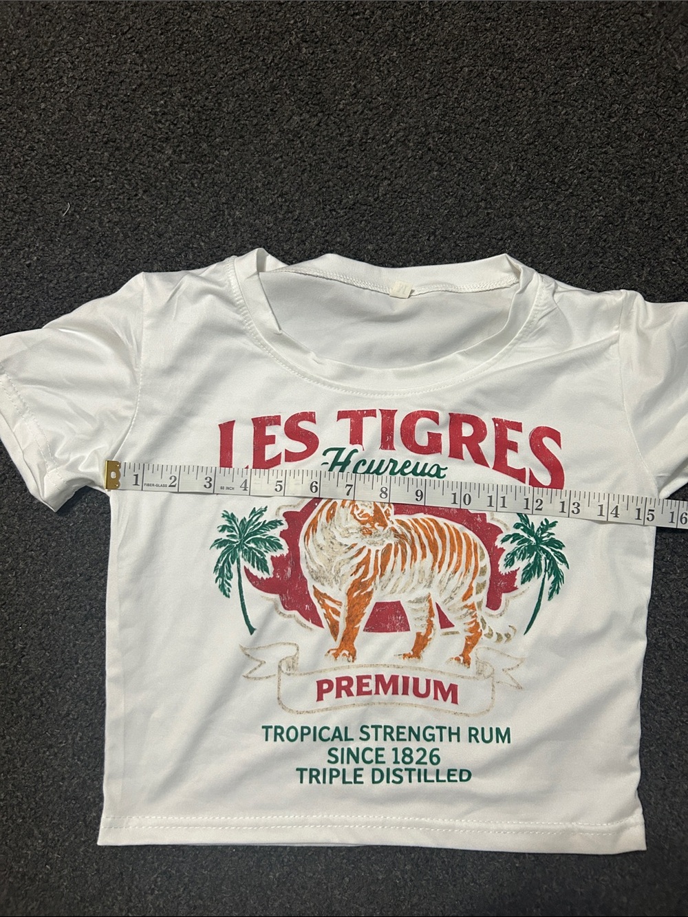 SHEIN White 'Les Tigres' Graphic Tee with Red and Green Print